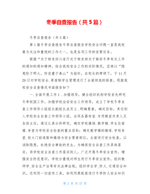 冬季自查报告(共5篇)