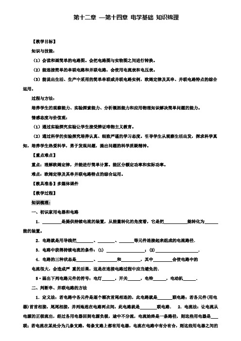 (含2套中考模拟题)精选示范名校九年级中考物理复习教案：《电学基础》