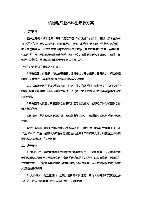 核物理专业本科生培养方案