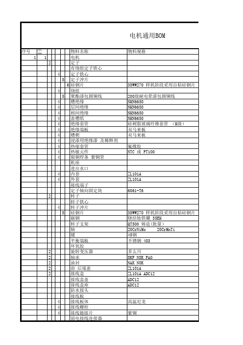 一般电机BOM