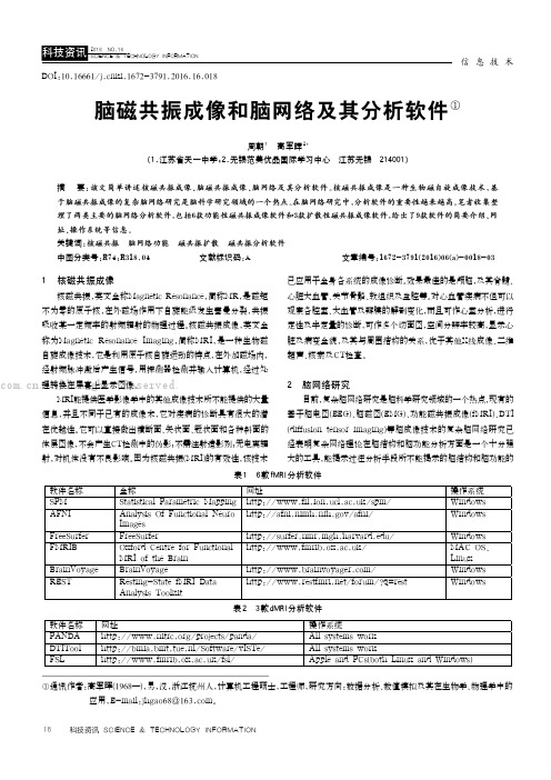 脑磁共振成像和脑网络及其分析软件