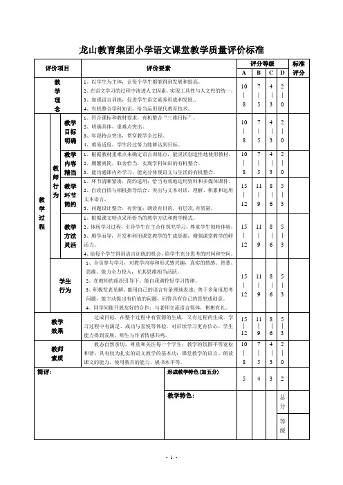 课堂教学质量评价标准汇编(定稿)