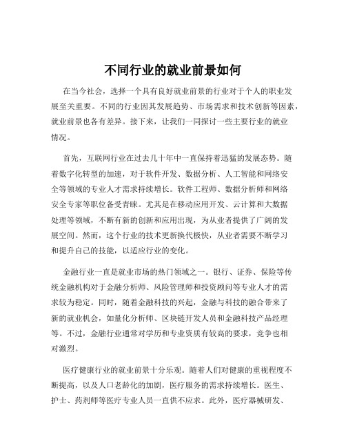 不同行业的就业前景如何