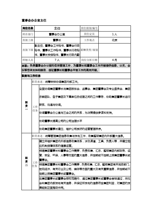 董事会办公室主任职责和岗位基本职责