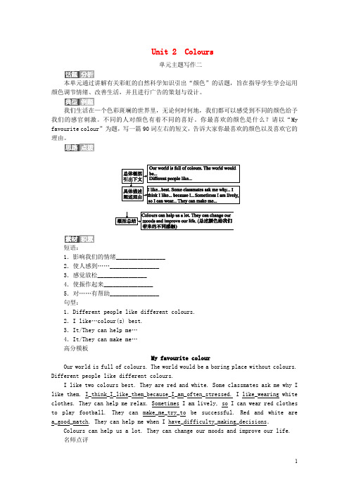 部编版2020九年级英语上册 Unit 2 Colours主题写作二同步练习 (新版)牛津版