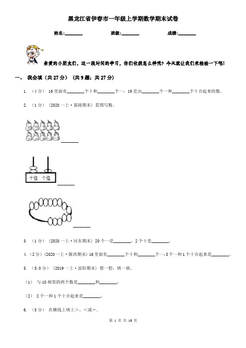 黑龙江省伊春市一年级上学期数学期末试卷