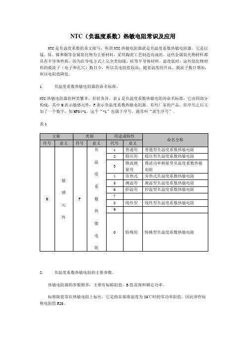 NTC(负温度系数)热敏电阻常识及应用