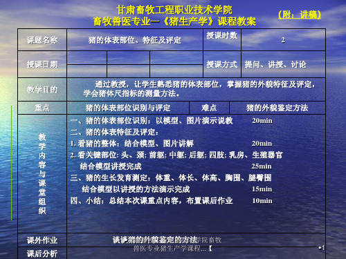 甘肃畜牧工程职业技术学院畜牧兽医专业猪生产学课程课件