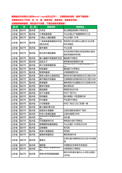 2020新版山东省临沂市临沭县儿童服饰工商企业公司商家名录名单黄页联系电话号码地址大全135家