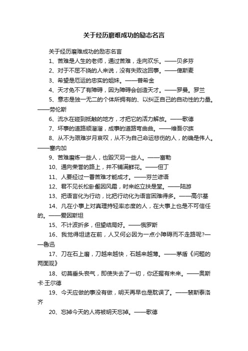 关于经历磨难成功的励志名言