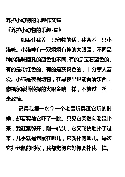 养护小动物的乐趣作文