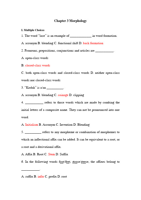 Chapter 3 Morphology练习