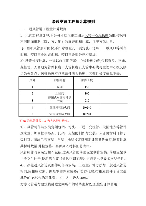 暖通空调工程量计算规则