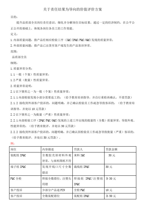 关于责任结果为导向的价值评价方案