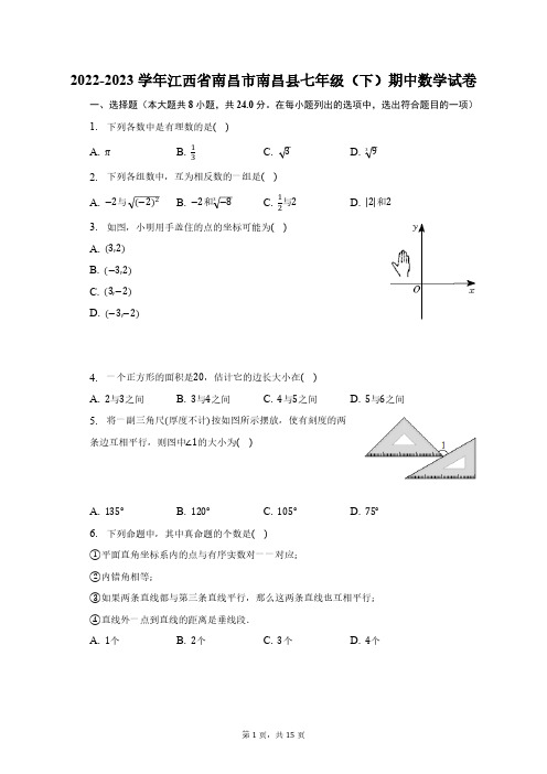 2022-2023学年江西省南昌市南昌县七年级(下)期中数学试卷(含解析)