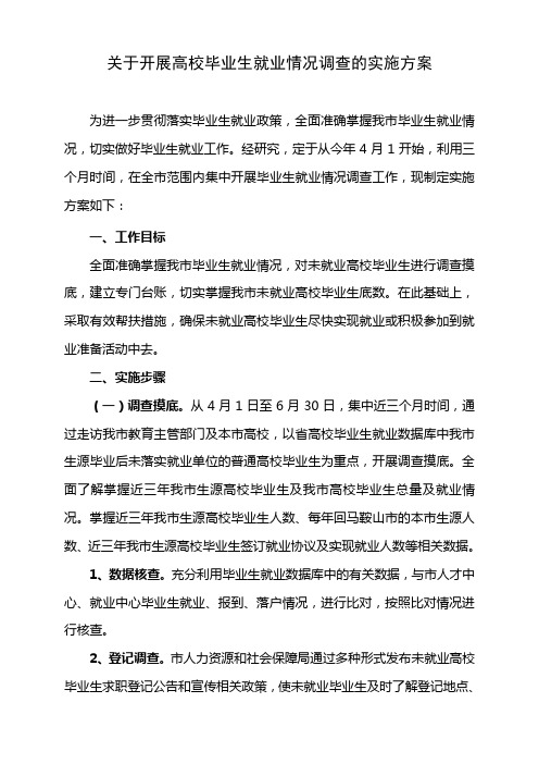 关于开展高校毕业生就业情况调查的实施方案