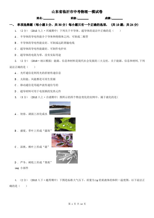 山东省临沂市中考物理一模试卷