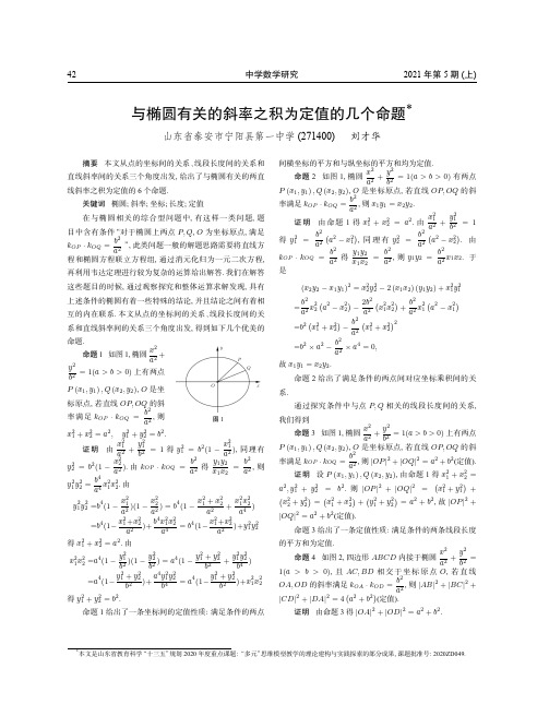 与椭圆有关的斜率之积为定值的几个命题