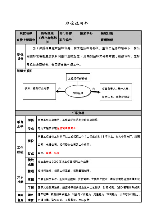 职位说明书招标经理