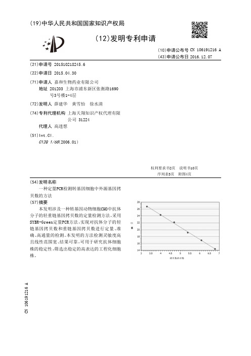 一种定量PCR检测转基因细胞中外源基因拷贝数的方法[发明专利]