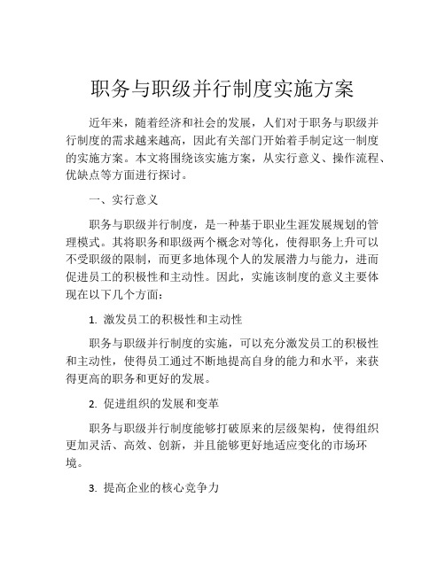 职务与职级并行制度实施方案