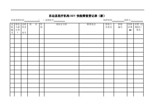 检测点HIV检测登记表