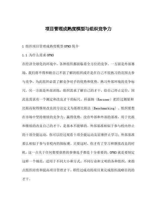 项目管理成熟度模型与组织竞争力