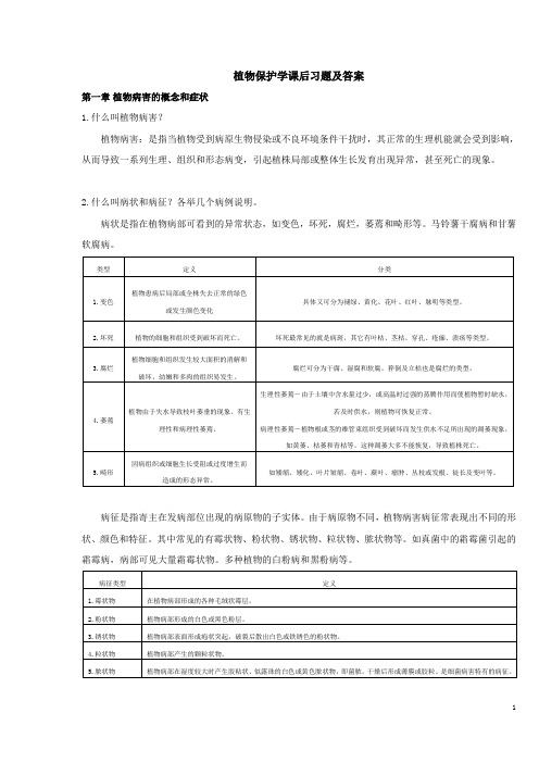 植物保护学课后习题及答案