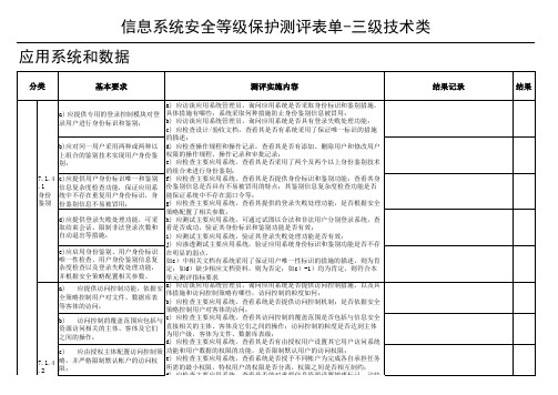 信息系统安全等级保护测评表单 三级技术类