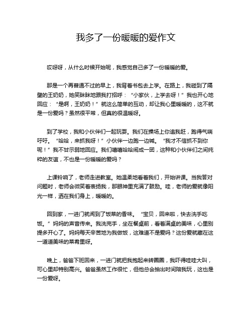 我多了一份暖暖的爱作文