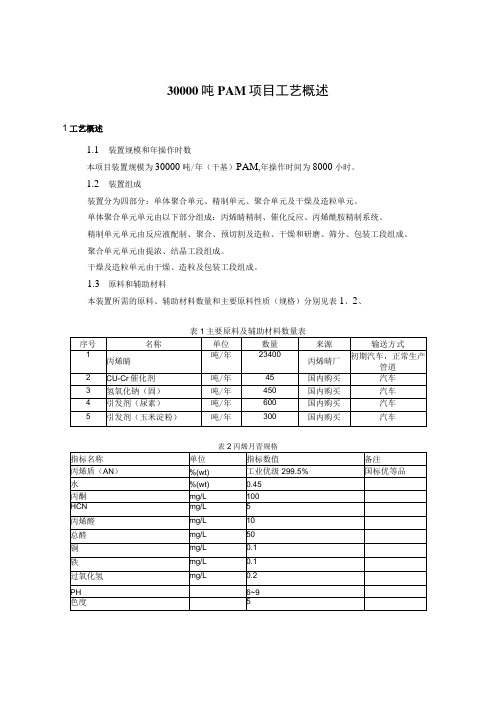 30000吨PAM项目工艺概述