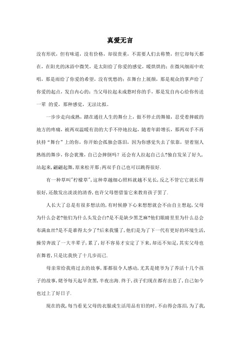 真爱无言_初中初二作文800字