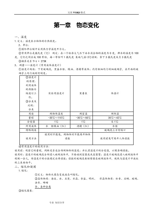 北师大版八年级[上册]物理知识点总结