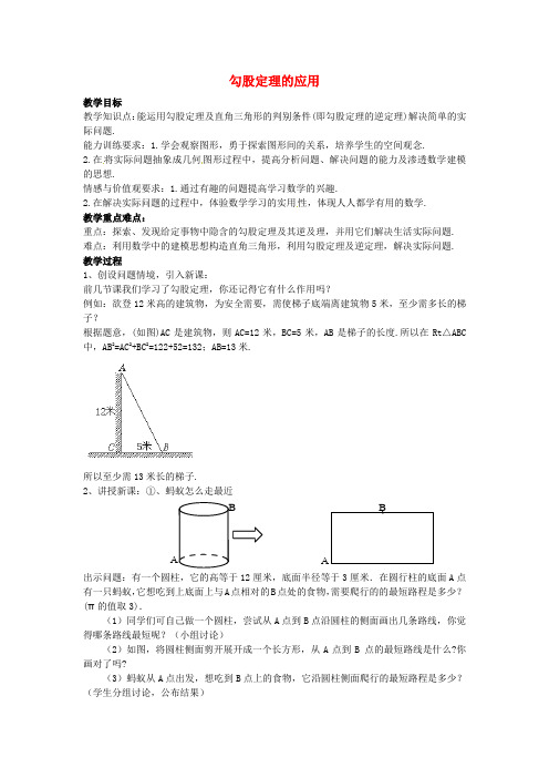 北师大版八年级数学上册1.3勾股定理的应用公开课优质教案(7)