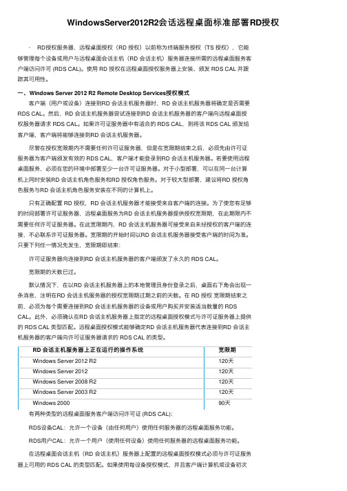 WindowsServer2012R2会话远程桌面标准部署RD授权