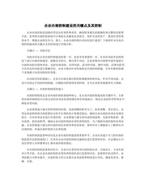 企业内部控制建设的关键点及其控制