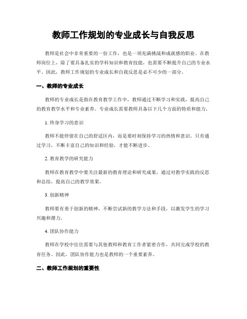 教师工作规划的专业成长与自我反思