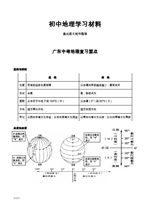 初中中考专题广东中考地理复习要点