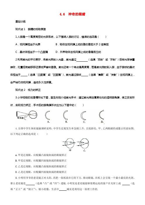 八年级物理全册4_6神奇的眼睛练习含解析新版沪科版