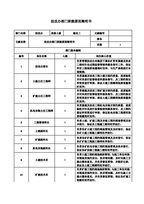 技改办职能专项说明书