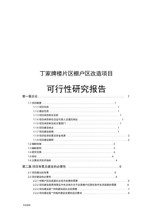 丁家牌楼片区棚户区改造项目可行性研究报告