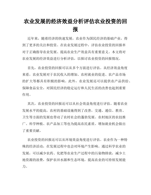 农业发展的经济效益分析评估农业投资的回报