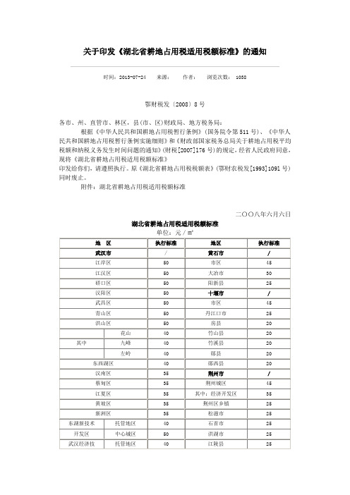 湖北省耕地占用税