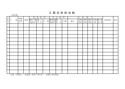 建筑工程各种材料台账样表