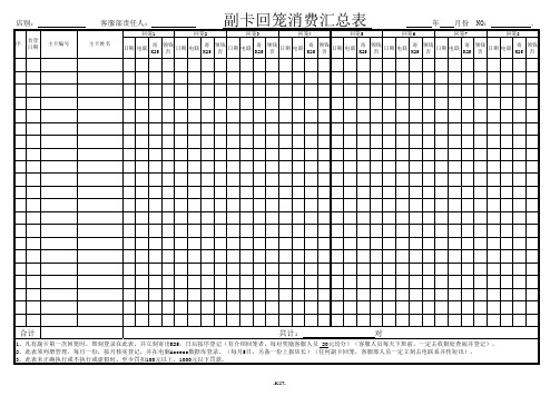 副卡回笼消费汇总表-影楼(婚纱摄影)