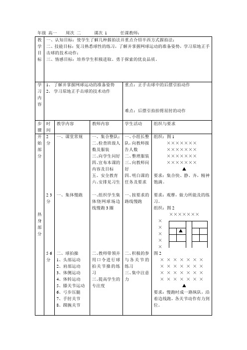 网球第一节课教案(正式版)