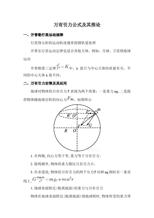 万有引力公式及其推论