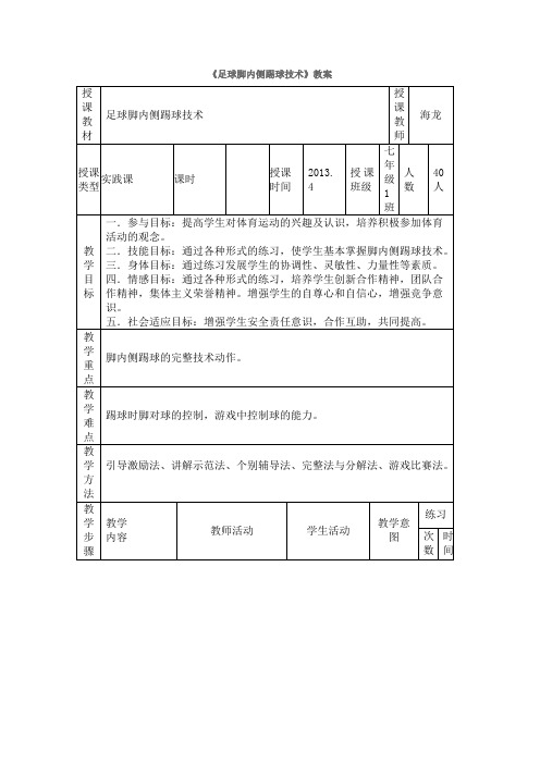 足球脚内侧踢球技术讲解