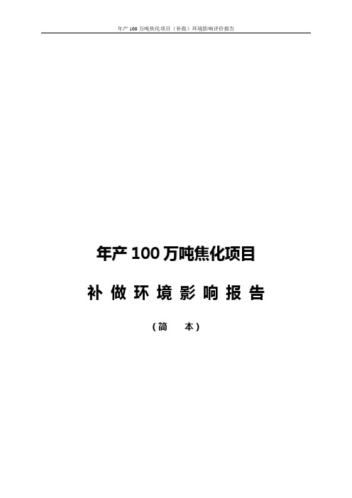 年产100万吨焦化项目(补做)环境影响评价报告