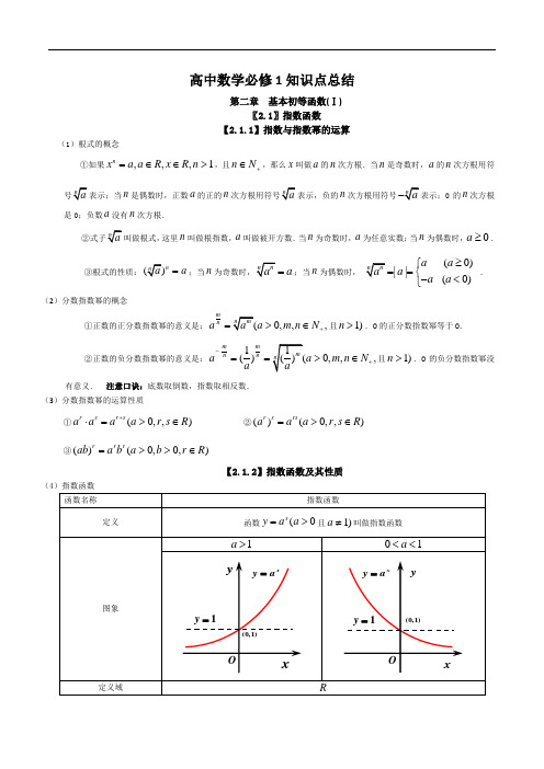 高中数学必修1知识点总结：第二章 基本初等函数